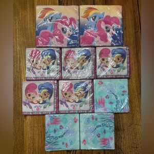 Lot of 10 Party Napkin Packs – My Little Pony, Shimmer & Shine, Mermaid